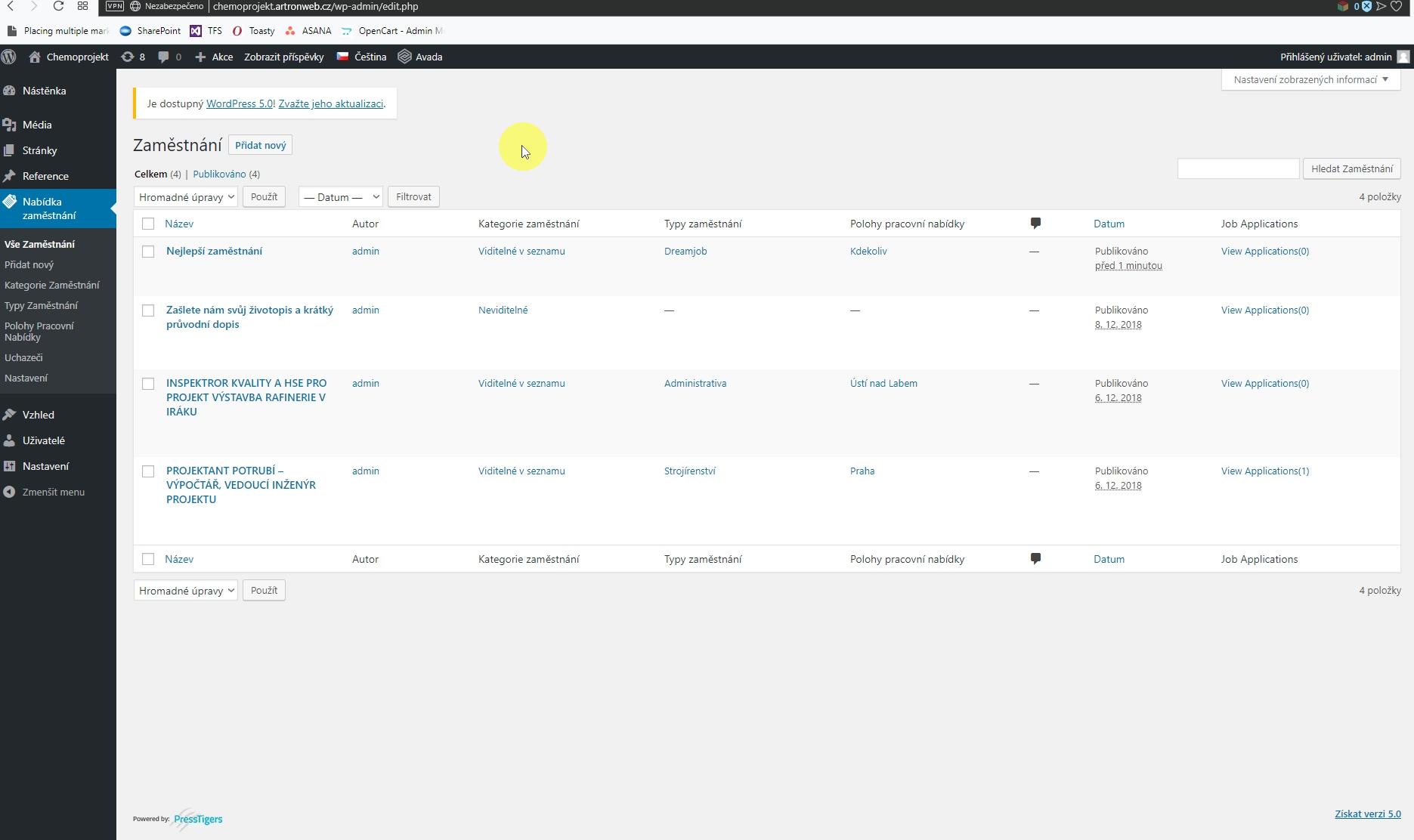 Seznam pracovních pozic Zde vidíte seznam všech vytvořených pracovních pozic
Prosím, nemažte pracovní pozici Zašlete nám svůj životopis a krátky průvodní dopis. Pokud chcete můžete k teté pracovní pozici dle libosti přidat text. Jedná se o pracovní inzerát, který se objeví, pokud uživatel chce zaslat CV, ale žádná aktuální pracovní nabídka neodpovídá jeho touhám.